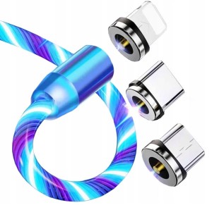 Kabel USB LED 2m - USB typ C / microUSB / Lightning