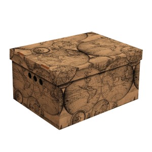 Dekoracyjne pudełko kartonowe A4, 33x25x18cm, stare mapy
