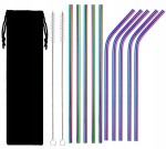 10x Słomki rurki metalowe tęczowe EKO WIELORAZOWE