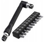 Zestaw kątowy uchwyt wkrętak 1/4 + zestaw bitów