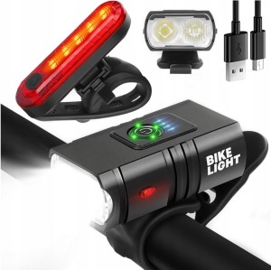 Mocna LED lampka rowerowa ACU USB przód + tył