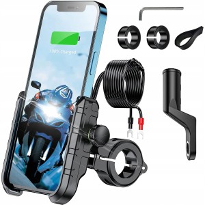 Uchwyt motocyklowy na telefon ładowarka QI 12/24V