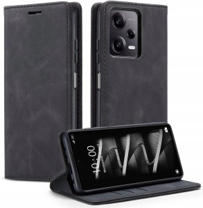 Xiaomi Redmi Note 12 Pro, Etui skórzane z klapką magnetyczne 100% skóra