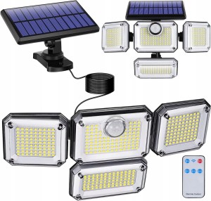 Lampa solarna LED 4w1 zewnętrzna uliczna czujnik ruchu zmierzchu + pilot