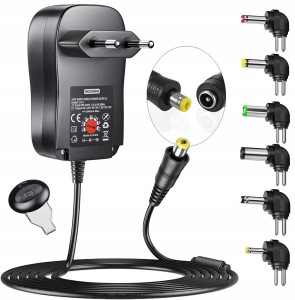 Uniwersalny zasilacz regulowany 3–12V 30W z USB i 6 końcówkami