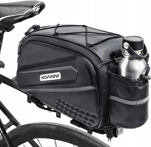Torba na bagażnik rowerowy Koanni sakwa rowerowa czarna odblaskowa
