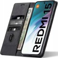 Etui portfelowe do Xiaomi Redmi 15 z klapką i miejscem na karty czarne