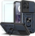 Granatowe etui pancerne Slide CamShield Ring do Motorola Moto G86 5G / Moto G86 Power 5G
