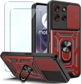 Czerwone etui pancerne do Motorola Moto G86 5G z ringiem 360° i osłoną aparatu CamShield.