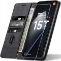 Etui skórzane z klapką do Xiaomi 15T z miejscem na karty i gotówkę.