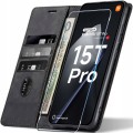 Etui skórzane z klapką do Xiaomi 15T Pro z miejscem na karty płatnicze i gotówkę.