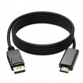 Widok całego kabla DisplayPort DP do HDMI o długości 1,8 m przeznaczonego do przesyłania obrazu w jakości Full HD i 4K Ultra HD.