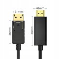 Wymiary wtyków kabla DisplayPort do HDMI z kompaktową konstrukcją ułatwiającą podłączenie do monitora, telewizora lub projektora.