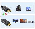 Schemat prawidłowego kierunku działania kabla DisplayPort do HDMI – przesył sygnału wyłącznie z portu DisplayPort do urządzeń wyposażonych w HDMI.