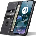 Etui skórzane z klapką do Motorola Moto G06 / G06 Power z kieszeniami na karty, miejscem na banknoty.