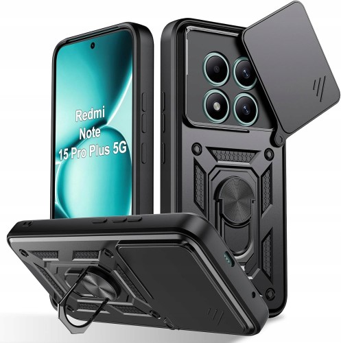 Etui pancerne Slide CamShield do Xiaomi Redmi Note 15 Pro Plus 5G z obrotowym uchwytem i zasuwaną osłoną aparatu
