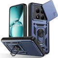 Granatowe etui pancerne Slide CamShield do Xiaomi Redmi Note 15 Pro Plus 5G z ringiem i osłoną aparatu