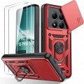 Czerwone etui pancerne Slide CamShield do Xiaomi Redmi Note 15 Pro 5G z ringiem i osłoną aparatu