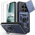 Granatowe etui pancerne Slide CamShield do Xiaomi Redmi Note 15 Pro 5G z ringiem i osłoną aparatu