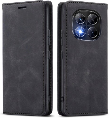 Czarne etui książkowe do Xiaomi Redmi Note 15 4G 5G z magnetycznym zamknięciem