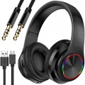 Słuchawki bezprzewodowe B39 Bluetooth nauszne z mikrofonem, podświetleniem RGB i kablami