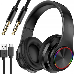 Słuchawki Bezprzewodowe Bluetooth Gamingowe Mikrofon Podświetlenie RGB