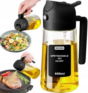 Spryskiwacz dozownik do oleju oliwy octu 2w1 600 ml szklany rozpylacz spray do kuchni