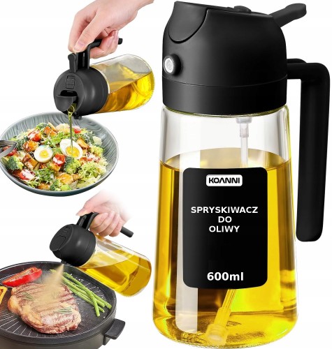 Spryskiwacz do oleju i oliwy 2w1 szklany dozownik 600 ml