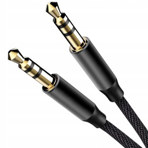 Wzmacniany kabel audio nylon AUX mini jack 3,5mm, długość 1 metr