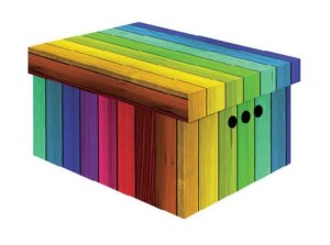 Dekoracyjne pudełko kartonowe A4, 33x25x18cm, tęcza